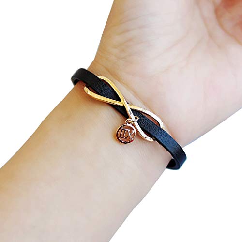 YUESFZ Brazalete Tobilleras Pulseras el Corte Ingles Correa De Cuero Negra con Hebilla Magnética Pulsera Temperamental con Símbolo De Infinito Femenino Pulsera con Números Romanos Salvajes