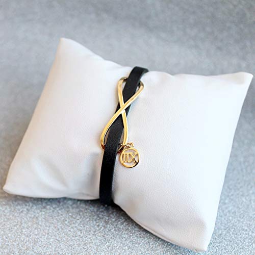 YUESFZ Brazalete Tobilleras Pulseras el Corte Ingles Correa De Cuero Negra con Hebilla Magnética Pulsera Temperamental con Símbolo De Infinito Femenino Pulsera con Números Romanos Salvajes