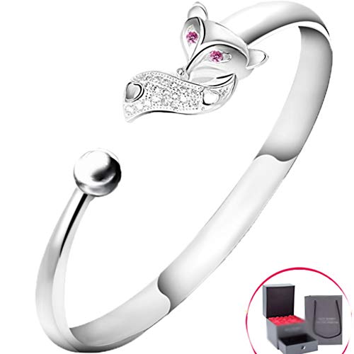 YUESFZ Brazalete Tobilleras Pulseras El Corte Ingles Pequeño Zorro En Plata Esterlina Apertura Personalidad De Moda Accesorios De Vestir Regalo De Novia De Aniversario