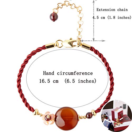 YUESFZ Brazalete Tobilleras Pulseras el Corte Ingles Pulsera China De Amistad Vintage Cuerda Roja Ajustable Nacional De Viento Regalos De Ciruela para Niñas (Color : Red, Size : 16.5+4.5cm)