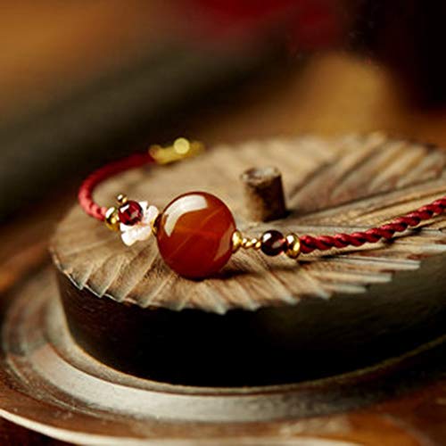 YUESFZ Brazalete Tobilleras Pulseras el Corte Ingles Pulsera China De Amistad Vintage Cuerda Roja Ajustable Nacional De Viento Regalos De Ciruela para Niñas (Color : Red, Size : 16.5+4.5cm)