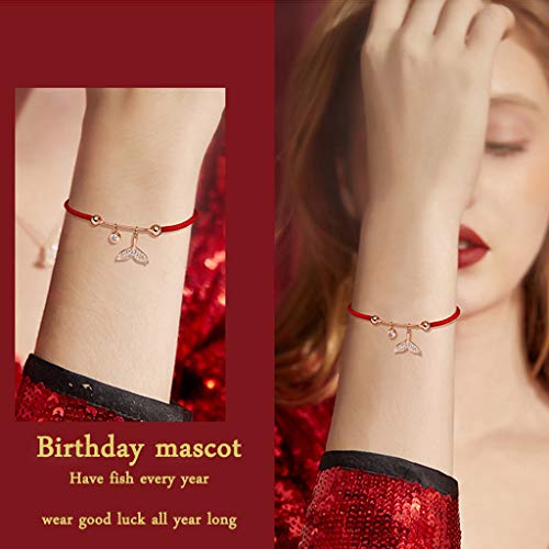 YUESFZ Brazalete Tobilleras Pulseras El Corte Ingles Pulsera Sirena Brillante Niña Pulsera China De La Cuerda Roja De La Amistad Esposa (Color : Red, Size : 5-8cm)