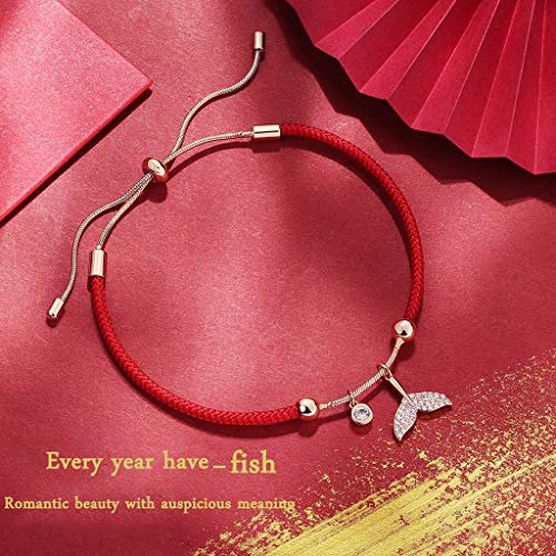 YUESFZ Brazalete Tobilleras Pulseras El Corte Ingles Pulsera Sirena Brillante Niña Pulsera China De La Cuerda Roja De La Amistad Esposa (Color : Red, Size : 5-8cm)