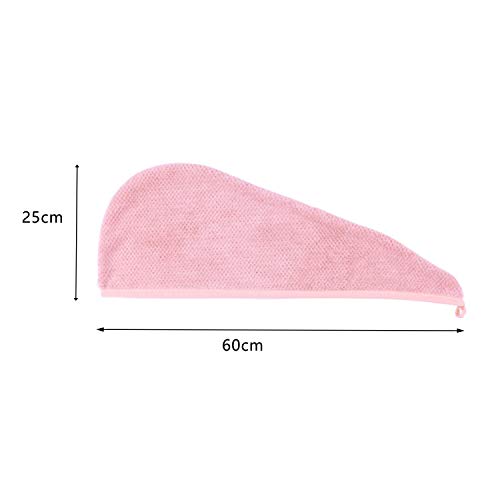 Yuning Toallas para Secar el Pelo, Turbante del Abrigo de Pelo Secado Rápido 2 pcs Toallas de Pelo Super Absorbent Microfibra con Turbante con Botón, Caqui & Rosado