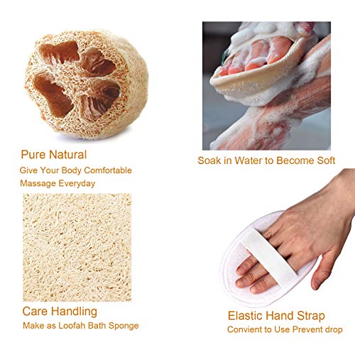 YunMei Cuerpo Cepillo, Cepillo Espalda Ducha con Esponja Exfoliante de Lufa, el mango de 40 cm de largo, para Limpiar Espalda y Euerpo, Exfoliación, Masajee, Anti celulitis, Obtener Piel Suave