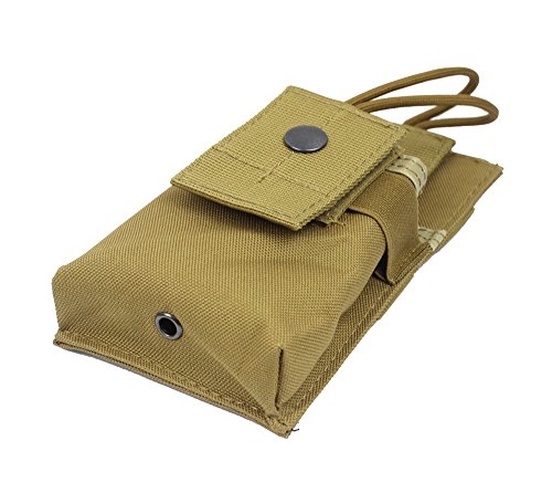 Yunshao Molle - Funda para radio táctica de nailon, 16(H)*9.5(W)*2.7(H)cm, Bronceado