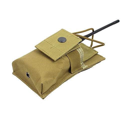 Yunshao Molle - Funda para radio táctica de nailon, 16(H)*9.5(W)*2.7(H)cm, Bronceado