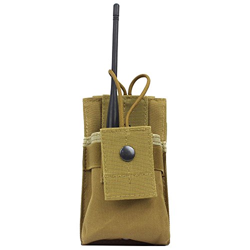Yunshao Molle - Funda para radio táctica de nailon, 16(H)*9.5(W)*2.7(H)cm, Bronceado