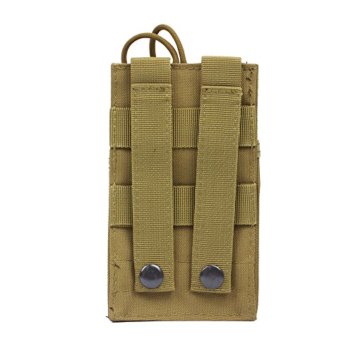 Yunshao Molle - Funda para radio táctica de nailon, 16(H)*9.5(W)*2.7(H)cm, Bronceado
