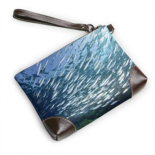 Yushg Cuero de pulsera de embrague impermeable suave Suavemente gran número de pulsera de cuero de pescado con cremallera para mujeres niñas