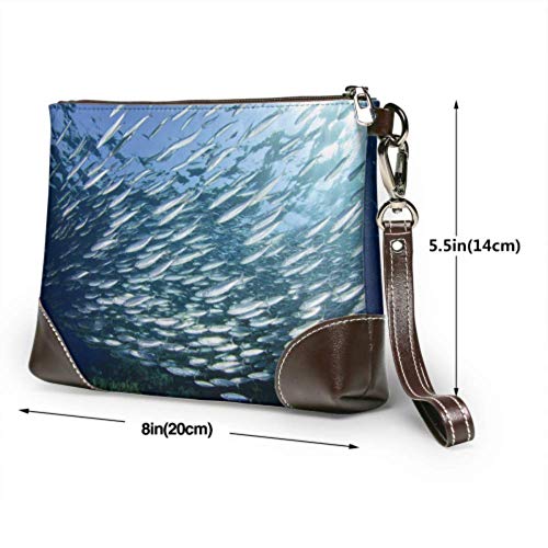 Yushg Cuero de pulsera de embrague impermeable suave Suavemente gran número de pulsera de cuero de pescado con cremallera para mujeres niñas