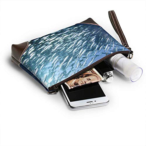 Yushg Cuero de pulsera de embrague impermeable suave Suavemente gran número de pulsera de cuero de pescado con cremallera para mujeres niñas