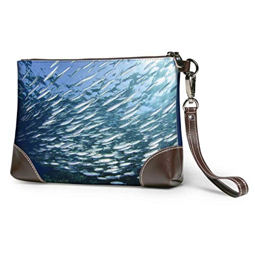 Yushg Cuero de pulsera de embrague impermeable suave Suavemente gran número de pulsera de cuero de pescado con cremallera para mujeres niñas