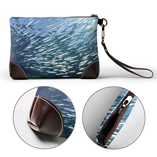 Yushg Cuero de pulsera de embrague impermeable suave Suavemente gran número de pulsera de cuero de pescado con cremallera para mujeres niñas