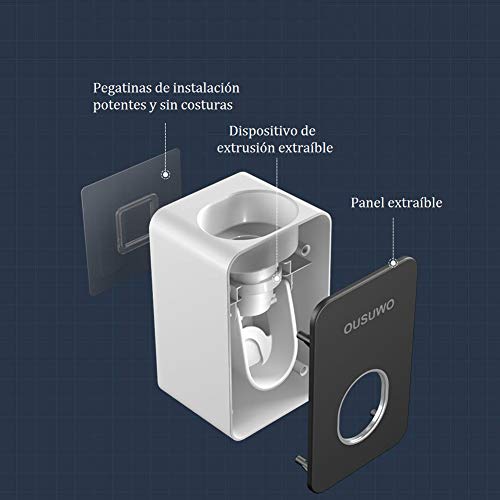 YUSHI 2 Piezas Dispensador de Pasta de Dientes Automático en Pared Exprimidor de Pasta de Dientes,Manos Libres Montado en La Pared,Tooth Paste Dispenser Holder,para Baño,Niños y Adultos