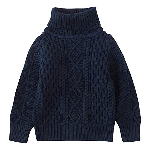 YWLINK Jersey De Cuello Alto NiñOs NiñAs OtoñO Manga Larga Camisa De Punto SuéTer Holgado Casual De Moda Chaqueta CóModa Ropa Abrigada Tejido A Mano Fiesta/Diario(Azul Oscuro,24 meses/100)