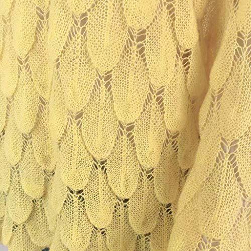 YWLINK Jersey De Manga Larga para Mujer Pluma Tejido Cuello Redondo SuéTer Sin Hombros Manga Campana Camisa Casual De Moda Camiseta Suelta OtoñO Fiesta/Diario(Amarillo,)