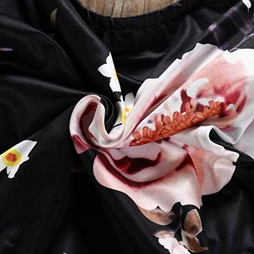 YWLINK ♥Mono De Bebe NiñA Verano 2PC Conjuntos Mono Estampado Floral Traje De Rastreo+Cubierta del Pie Calcetines Lindo Vestido De NiñA para Bautizo Regalo del DíA De Miembro(Negro,0-6 meses/70)