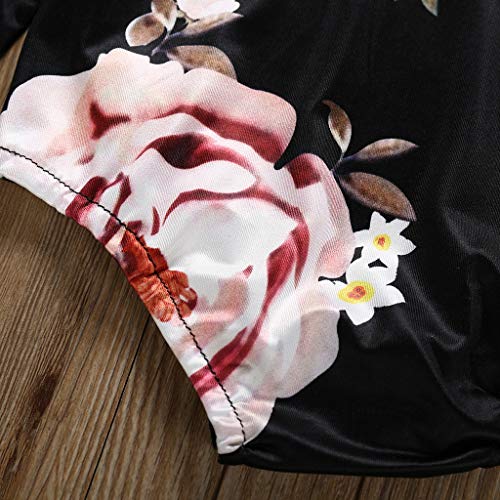 YWLINK ♥Mono De Bebe NiñA Verano 2PC Conjuntos Mono Estampado Floral Traje De Rastreo+Cubierta del Pie Calcetines Lindo Vestido De NiñA para Bautizo Regalo del DíA De Miembro(Negro,0-6 meses/70)