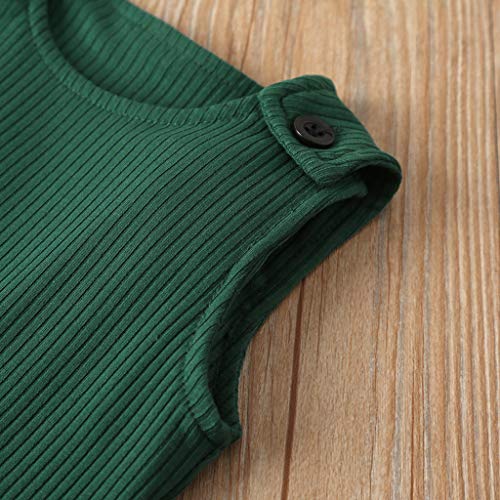 YWLINK Mono NiñO Bebé NiñA Mezcla De AlgodóN Traje De Escalada Casual con Estampado De Rayas Sin Mangas Mameluco Suave Y CóModo Pijama FáCil De Poner Y Quitar Petos Ropa De Bebe(Verde,18-24 Meses)