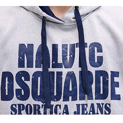 YWLINK Ropa Deportiva para Hombres Sudadera con Capucha De ImpresióN AlfabéTica De Manga Larga+Pantalones Deportivos Traje Casual De Dos Piezas De Moda Suelto De Gran TamañO Ropa De OtoñO(Gris,XXL)