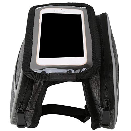YWSZY MTB Frente De La Bicicleta De La Viga Bolso De Viaje Bicicleta Titular del Teléfono Bolsas Montar El Equipo De Ciclo De Una Silla De Tubo Bolsas (Color : Grey)
