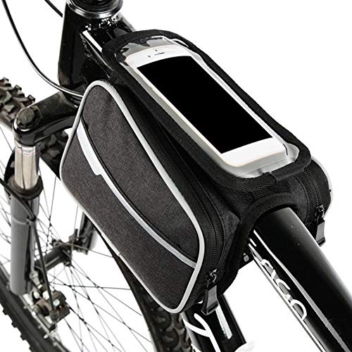 YWSZY MTB Frente De La Bicicleta De La Viga Bolso De Viaje Bicicleta Titular del Teléfono Bolsas Montar El Equipo De Ciclo De Una Silla De Tubo Bolsas (Color : Grey)