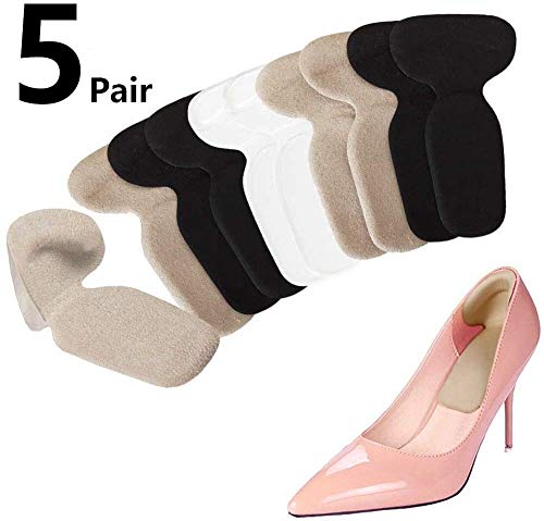 YWYT - Almohadillas de tacón invisibles para mujer, reutilizables, para aliviar el dolor de pies y prevenir ampollas (5 pares)