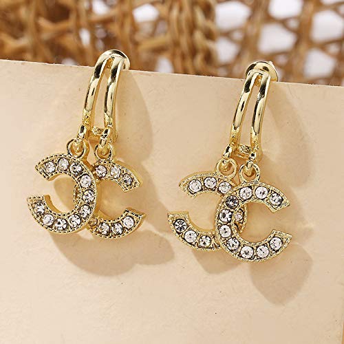 YXWLKG Aretes S925 Silver Needle C Letter Year New High-Sense Net Red Small Fragancia Style Pendientes
