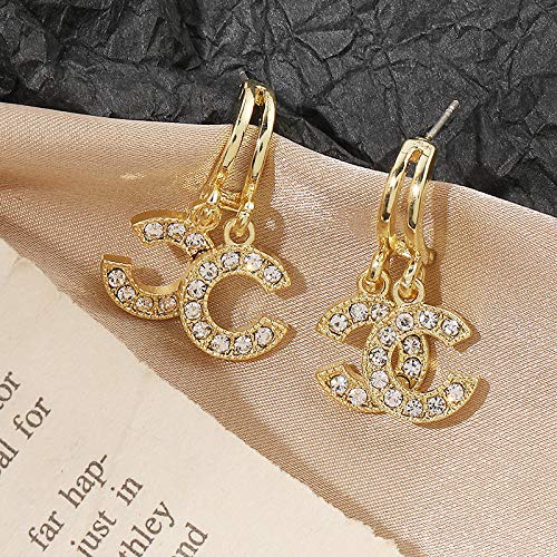 YXWLKG Aretes S925 Silver Needle C Letter Year New High-Sense Net Red Small Fragancia Style Pendientes