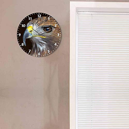 YYZCM Reloj de Pared acrílico Golden Eagle Prints Reloj de Pared Decorativo Silent Non Ticking Bird Prey Nature Raptor Wall Art Decoración para el hogar Frameless Wall Watch