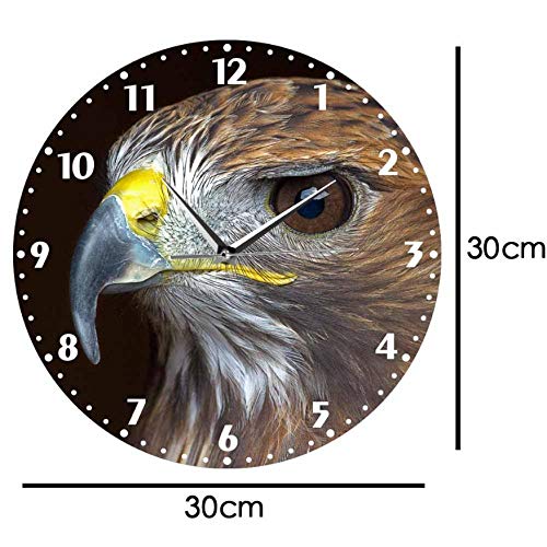 YYZCM Reloj de Pared acrílico Golden Eagle Prints Reloj de Pared Decorativo Silent Non Ticking Bird Prey Nature Raptor Wall Art Decoración para el hogar Frameless Wall Watch