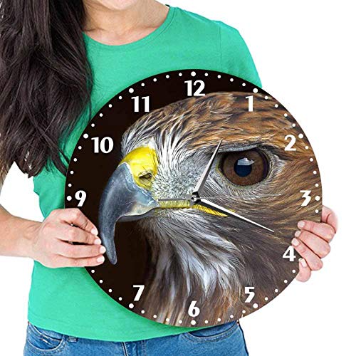 YYZCM Reloj de Pared acrílico Golden Eagle Prints Reloj de Pared Decorativo Silent Non Ticking Bird Prey Nature Raptor Wall Art Decoración para el hogar Frameless Wall Watch