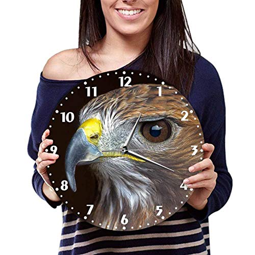 YYZCM Reloj de Pared acrílico Golden Eagle Prints Reloj de Pared Decorativo Silent Non Ticking Bird Prey Nature Raptor Wall Art Decoración para el hogar Frameless Wall Watch