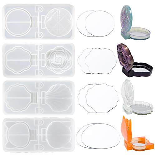 YZNlife Casting Mold - Molde de resina para espejo (4 unidades, incluye 8 espejos)