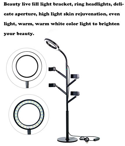 Z-SANMAO Kit De Luz De Anillo LED, Modo De Temperatura De Color De 3 Regulables con Soporte para TeléFono MóVil Soporte De Escritorio para Blog De Belleza FotografíA con Autodisparador