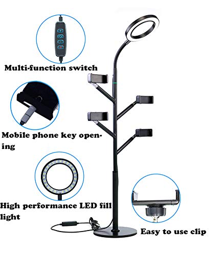 Z-SANMAO Kit De Luz De Anillo LED, Modo De Temperatura De Color De 3 Regulables con Soporte para TeléFono MóVil Soporte De Escritorio para Blog De Belleza FotografíA con Autodisparador
