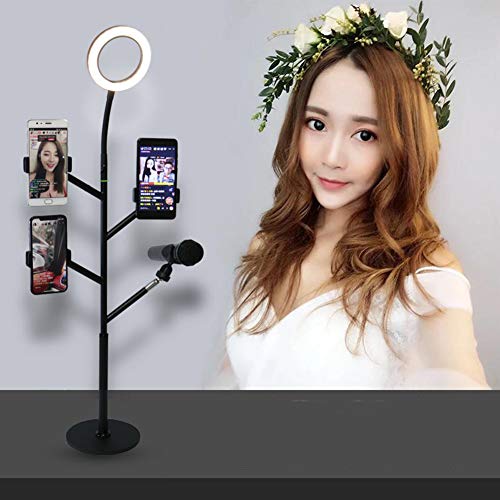 Z-SANMAO Kit De Luz De Anillo LED, Modo De Temperatura De Color De 3 Regulables con Soporte para TeléFono MóVil Soporte De Escritorio para Blog De Belleza FotografíA con Autodisparador