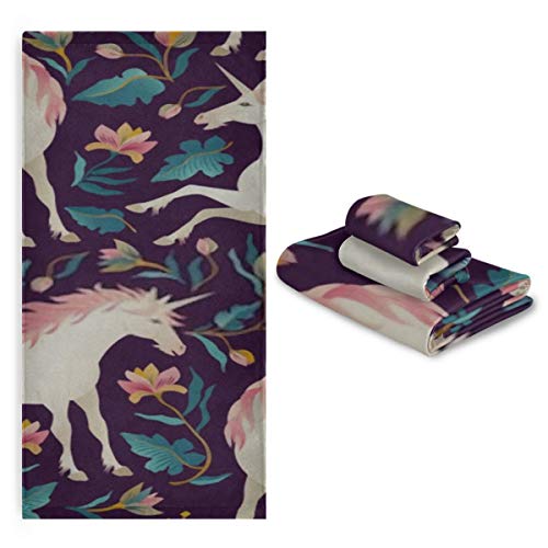 ZANSENG Juego de Toallas de baño de 3 Piezas - Juego de Toallas de baño, Mano y toallitas Beautiful Unicorns Vector Magic, súper Suaves y absorbentes, Toallas de algodón Resistentes a la decoloración