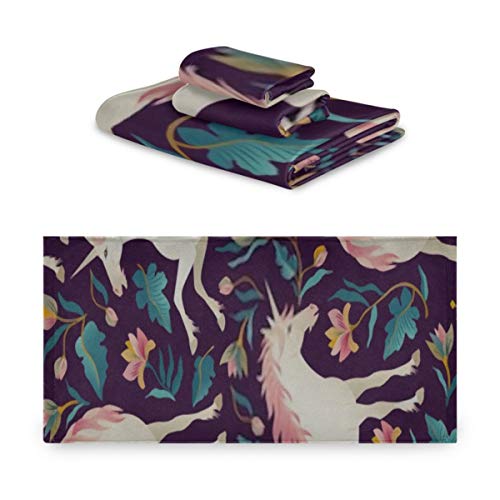 ZANSENG Juego de Toallas de baño de 3 Piezas - Juego de Toallas de baño, Mano y toallitas Beautiful Unicorns Vector Magic, súper Suaves y absorbentes, Toallas de algodón Resistentes a la decoloración
