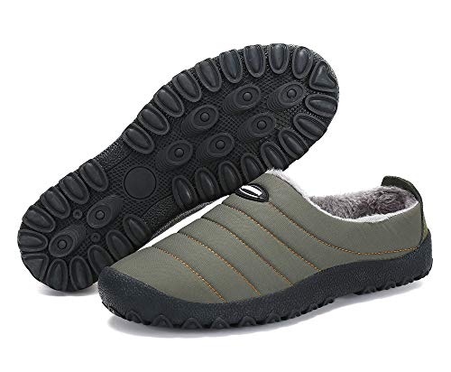 Zapatillas de Casa para Hombre Mujer Invierno Interior Exterior Antideslizantes Slippers,Verde,45