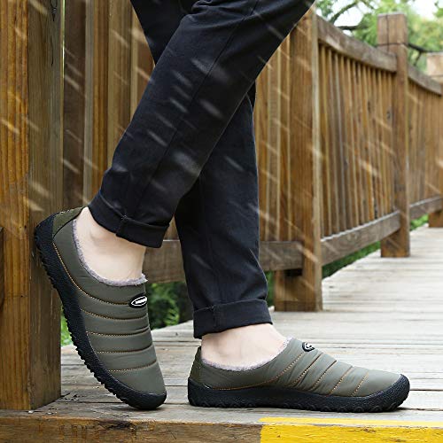 Zapatillas de Casa para Hombre Mujer Invierno Interior Exterior Antideslizantes Slippers,Verde,45