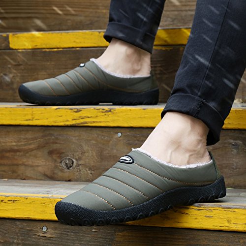 Zapatillas de Casa para Hombre Mujer Invierno Interior Exterior Antideslizantes Slippers,Verde,45