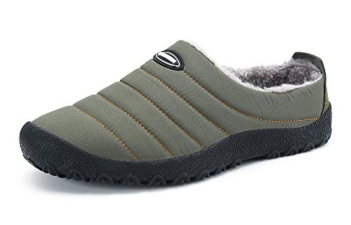 Zapatillas de Casa para Hombre Mujer Invierno Interior Exterior Antideslizantes Slippers,Verde,45