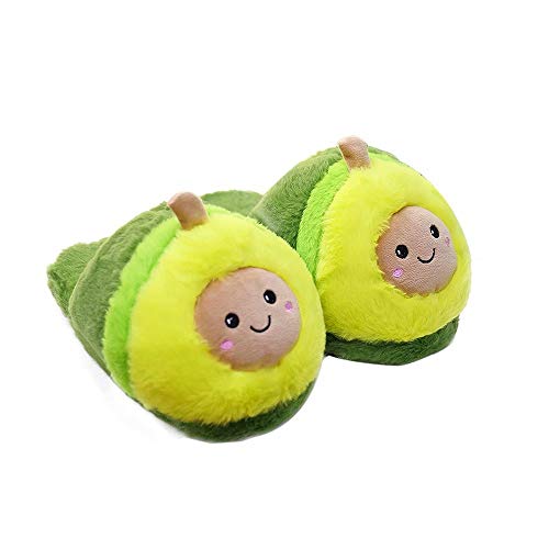 Zapatillas de Felpa de Aguacate para Adultos, Calentador de Interior, Felpa Suave, sin Cordones, Comida Bonita, Fruta de Aguacate y Juguete de Planta rellena, Zapatillas Verdes para el Suelo