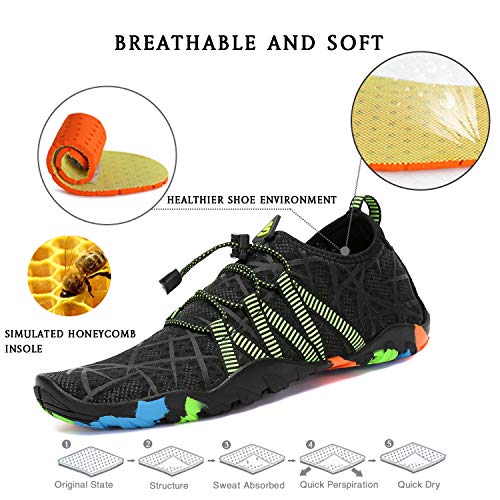 Zapatos de Agua Hombre Escarpines Surf Mujer Verano Zapatillas de Río Calzado para Natacion Antideslizante Negro 39 EU