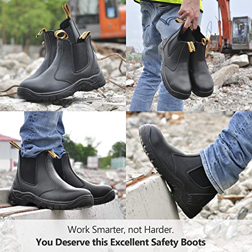 Zapatos de Seguridad Impermeables para Hombres - Safetoe 8025 Botas de Trabajo con Puntera de Acero (Talla 39, Negro)