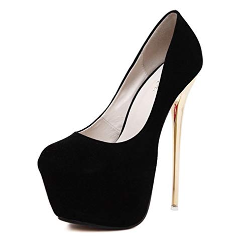 Zapatos De Tacón Súper Alto para Mujer 16 Cm Bombas De Plataforma Vestido De Fiesta con Estilo Negro Estiletes De Boda para Damas