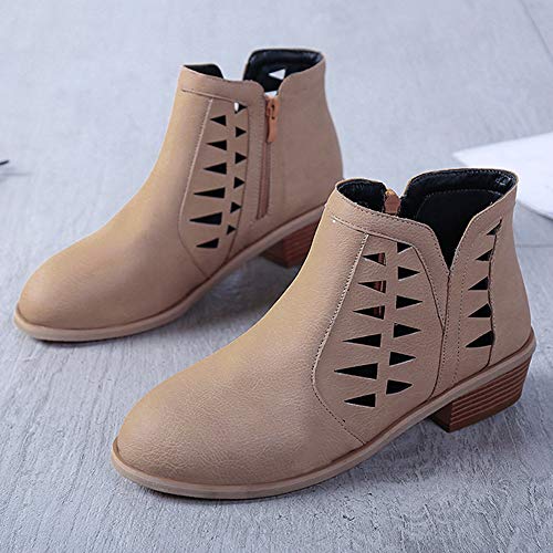 Zapatos ZODOF Botas Planos Alto Top de Medieval Style para Mujer Tacones Gruesos de la Vendimia de Las Mujeres Tacón Grueso Botines Cortos Botines Huecos