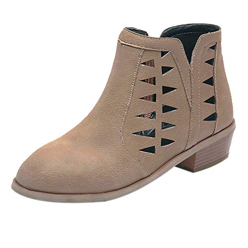 Zapatos ZODOF Botas Planos Alto Top de Medieval Style para Mujer Tacones Gruesos de la Vendimia de Las Mujeres Tacón Grueso Botines Cortos Botines Huecos
